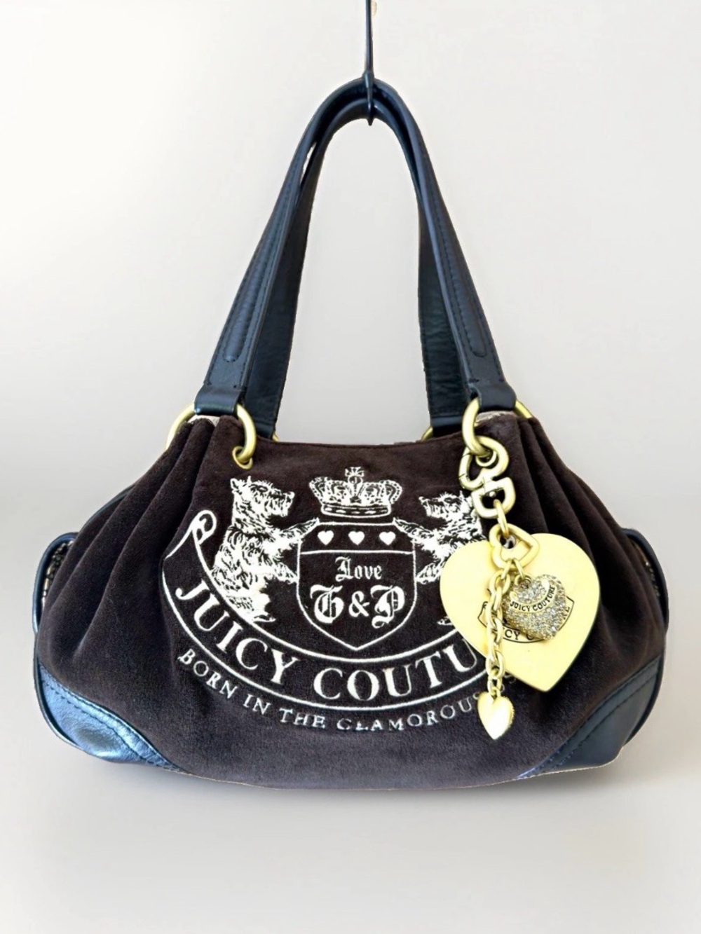 🖤Beautiful Vintage Y2K Black Velour Scottie Dog Crest Hobo Shoulder Bag🖤